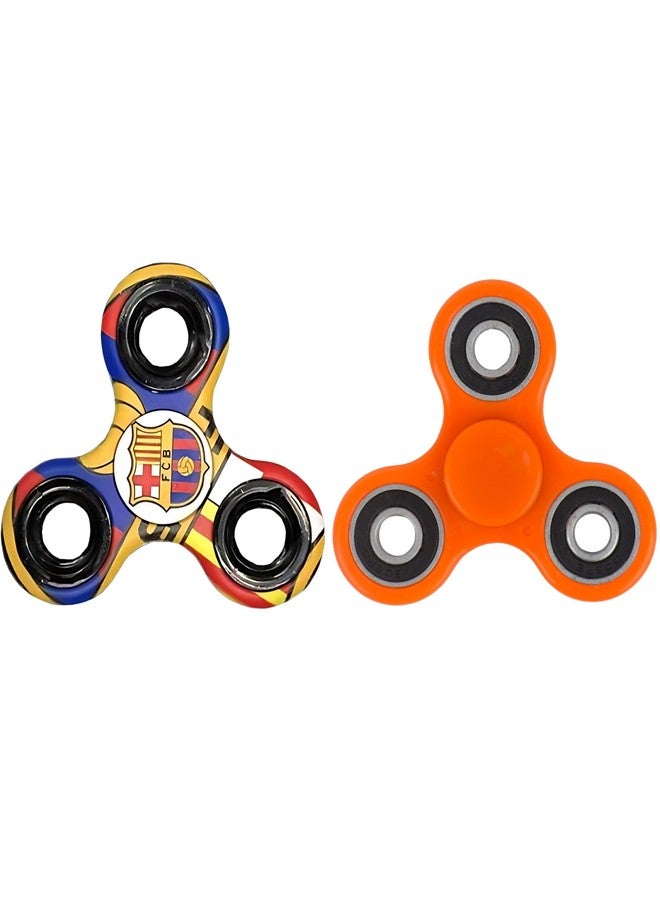 لعبة بريمسونز® الدوارة اليدوية المكتبية - لعبة حسية سريعة وسلسة لتخفيف التوتر للأطفال والكبار - هدية مثالية لحفلات أعياد الميلاد - مجموعة ألوان: كرة القدم - برشلونة + برتقالي